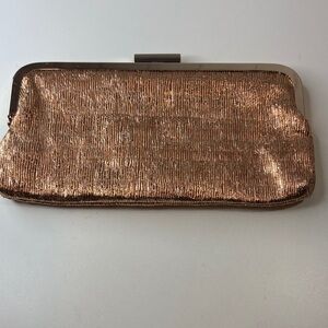 Kate Landry Shimmering Bonze Clutch handbag crossbodyBag with golden chain strap